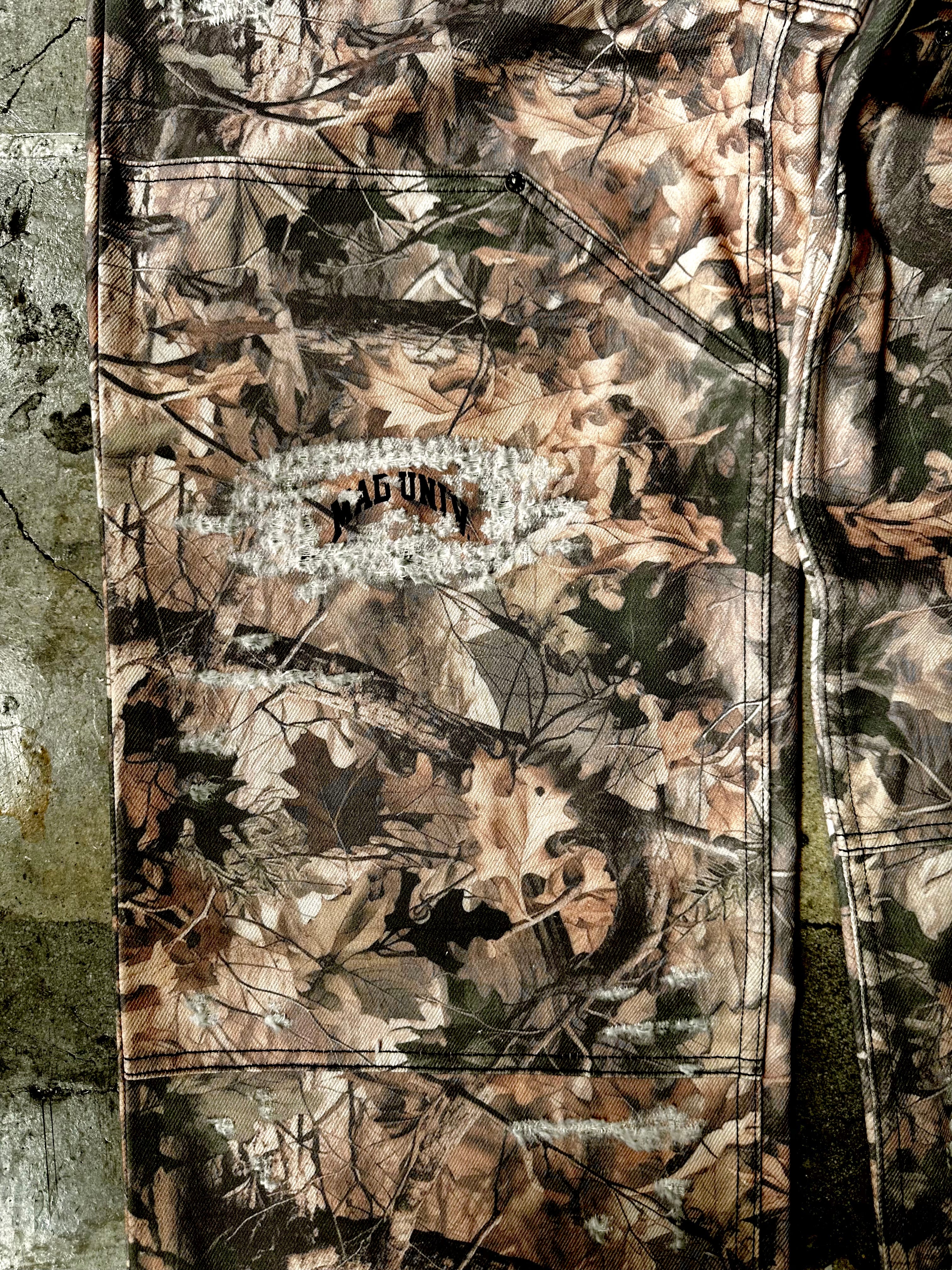 Double Knee Raw Denim Camo Pants