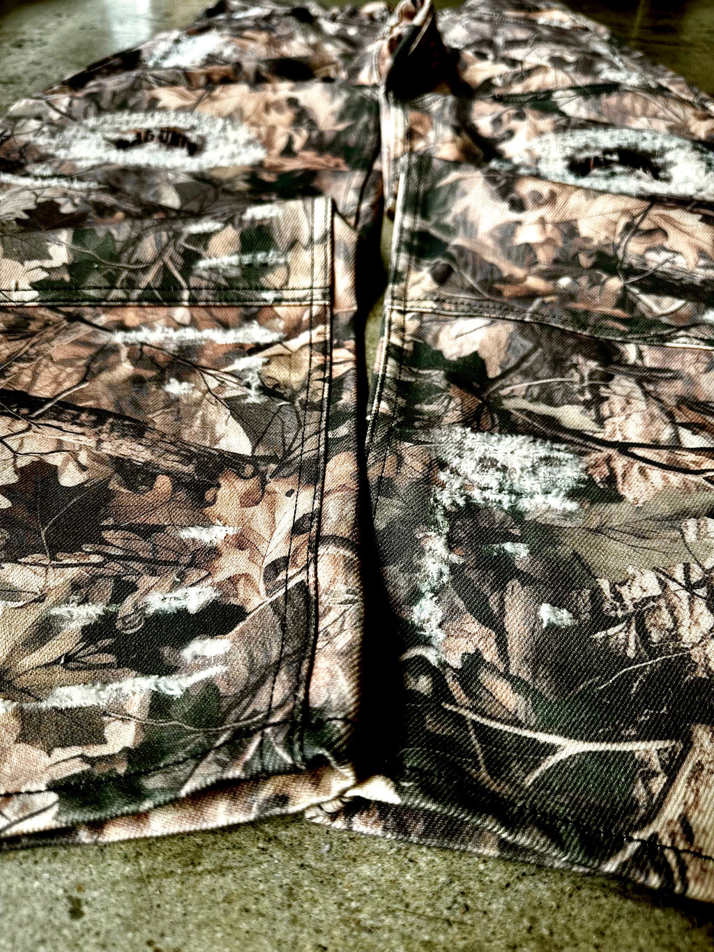 Double Knee Raw Denim Camo Pants