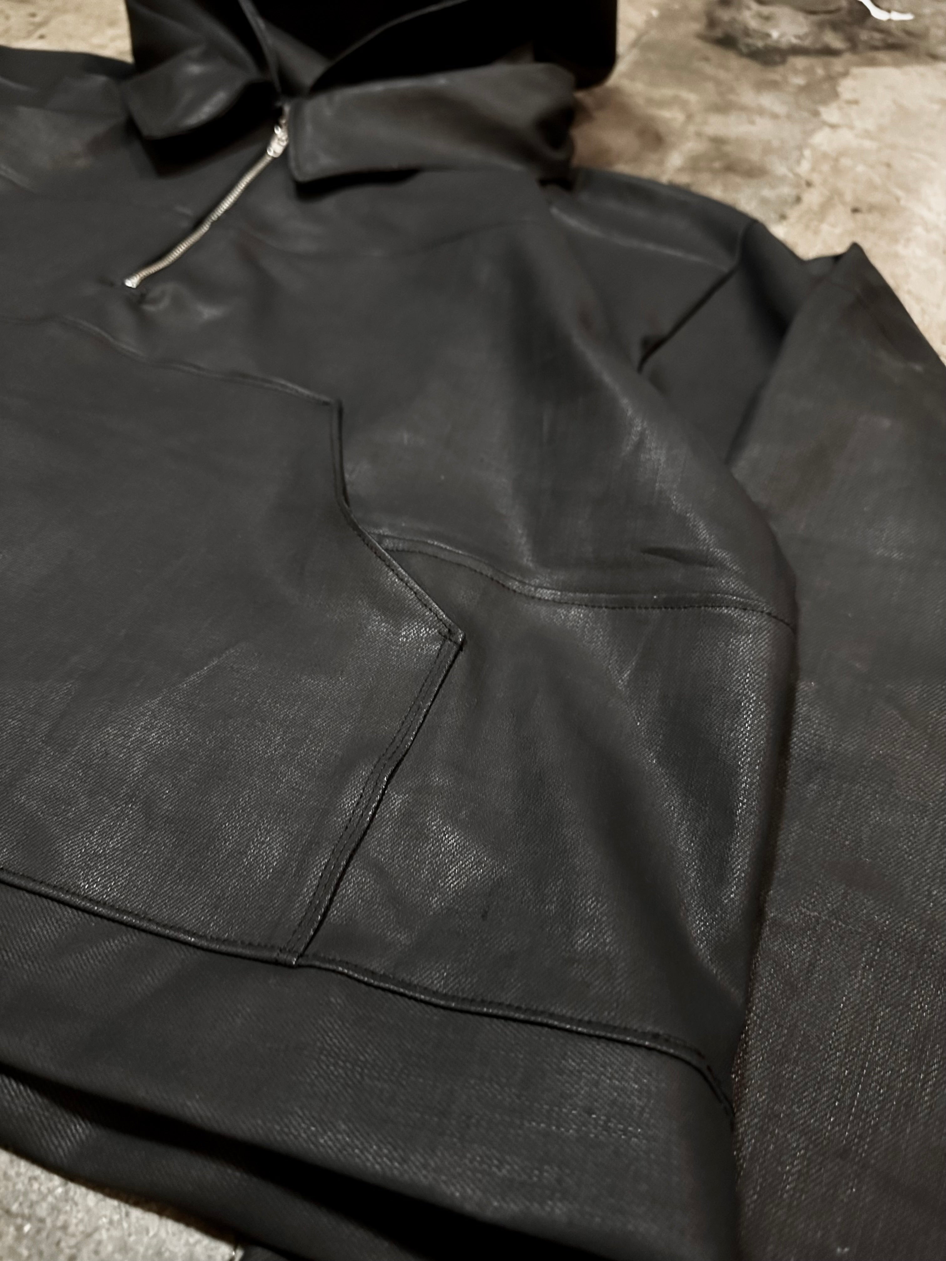 1/4 Zip Wax Denim Hoody