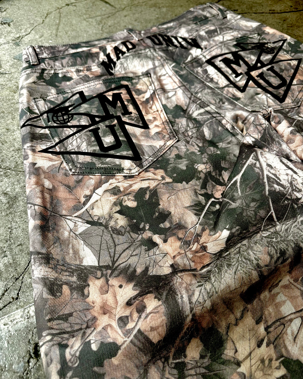 Double Knee Raw Denim Camo Pants