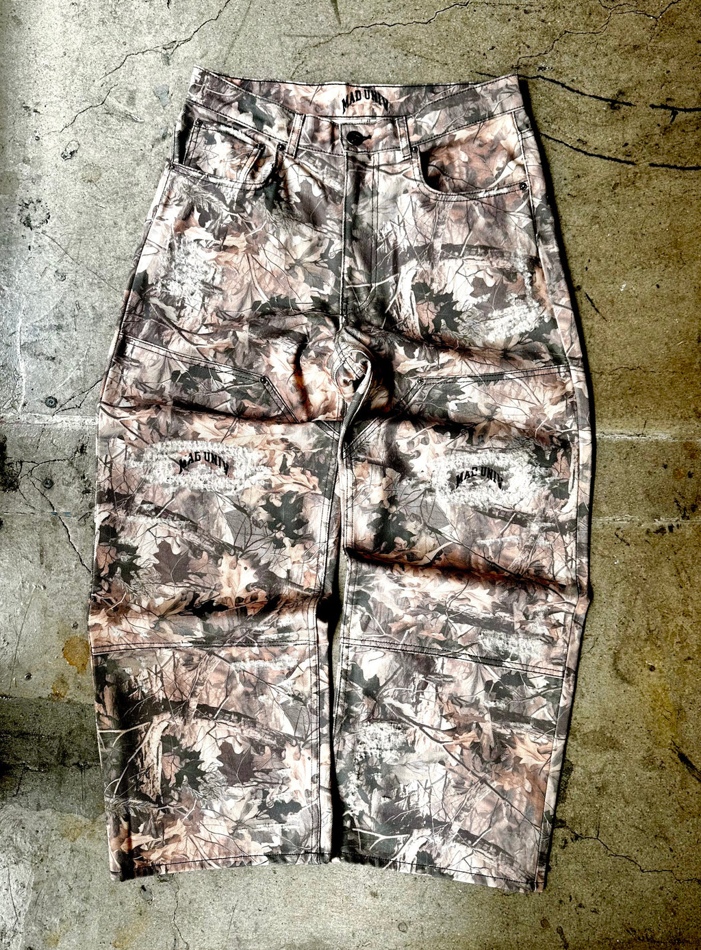 Double Knee Raw Denim Camo Pants