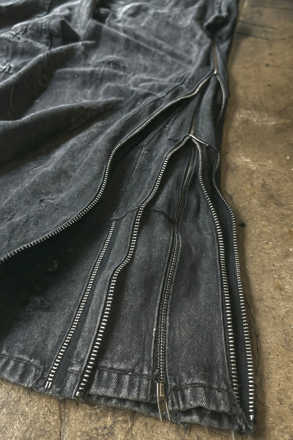 Vintage Wash Triple Zip Denim