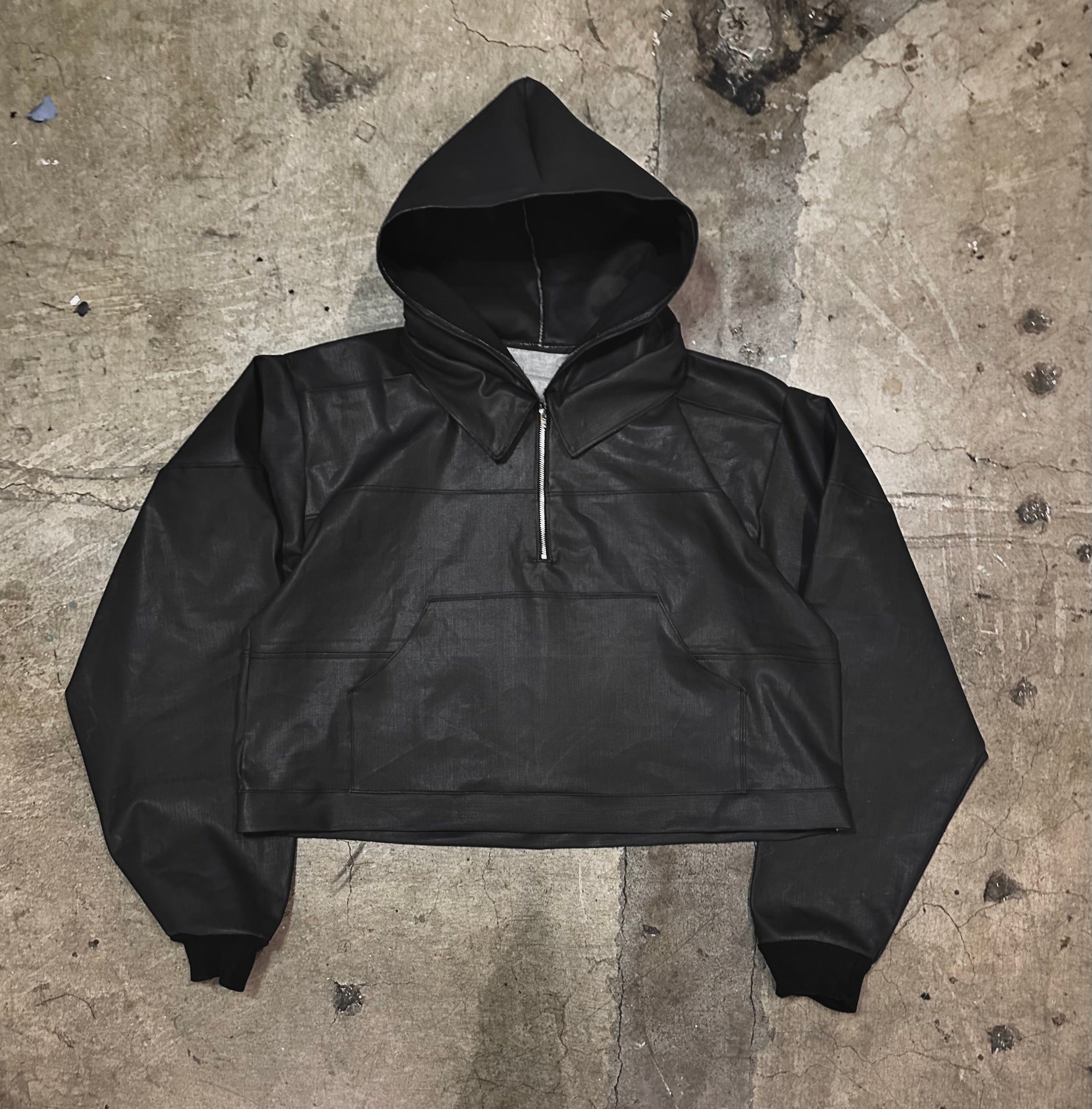 1/4 Zip Wax Denim Hoody