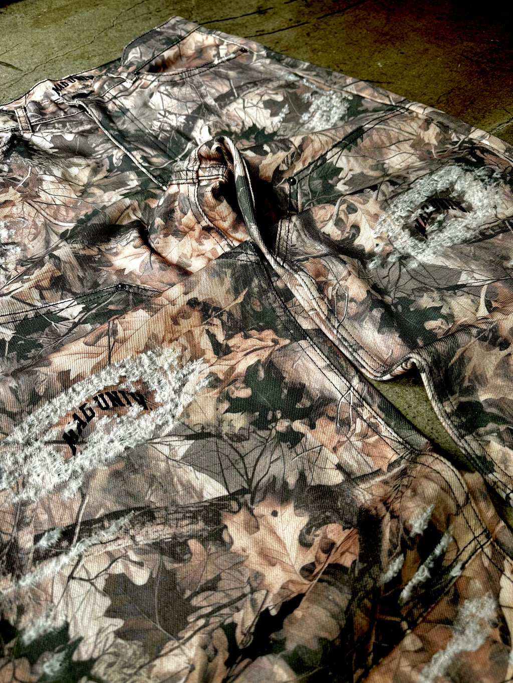 Double Knee Raw Denim Camo Pants