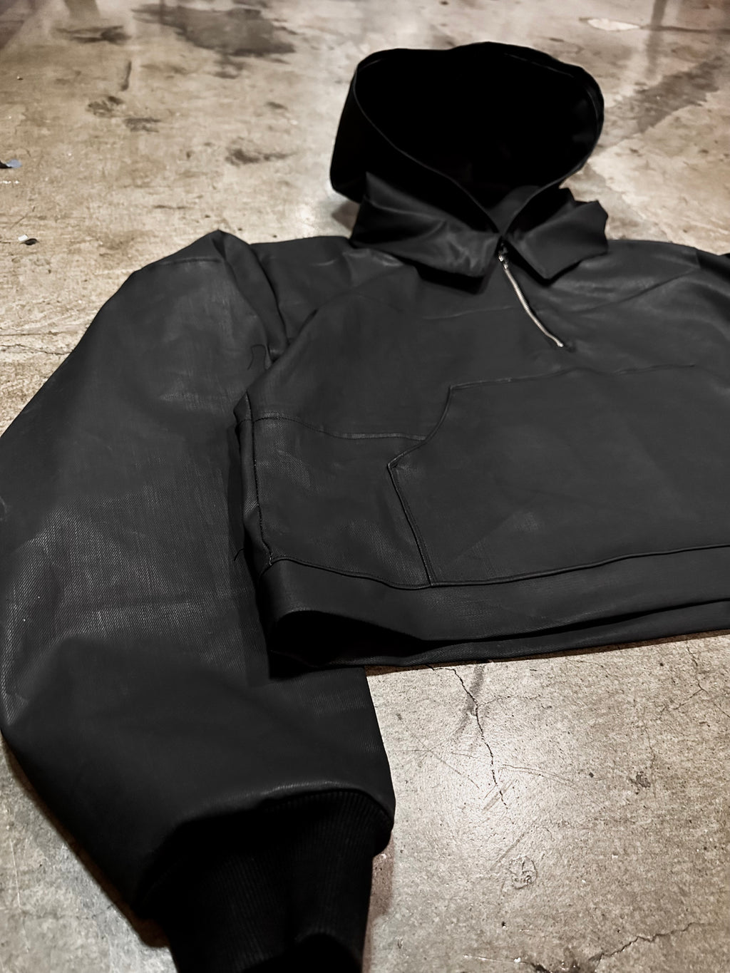 1/4 Zip Wax Denim Hoody